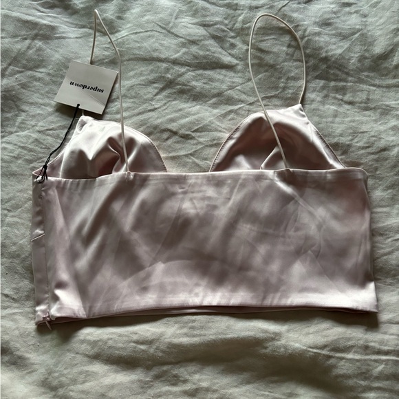 REVOLVE - Superdown light ballerina pink satin strappy crop tank top - Picture 2 of 3